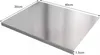 A stainless steel cutting board with dimensions indicated. Produktbild-Vorschau