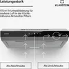 A diagram illustrating the functionality of a kitchen hood, showing airflow for both exhaust and recirculation modes. Produktbild-Vorschau