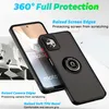 A phone case with a ring holder is shown with a phone inside it. The image highlights the protective features of the case. Produktbild-Vorschau