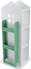 A white and green rotating bookshelf shaped like a house, designed for children. Náhled obrázku produktu