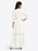 Langes Damenkleid mit Glockenärmeln, V-Ausschnitt und Produktbild-Vorschau 3