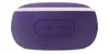 A close-up side view of a purple Bluetooth speaker with a white stripe. Produktbild-Vorschau