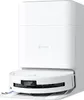 A white robot vacuum cleaner with its charging/emptying station. Produktbild-Vorschau