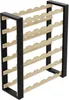 A product shot of an empty wooden wine rack with black metal frame. Produktbild-Vorschau