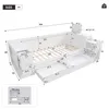 A diagram of a white bed with dimensions and measurements indicated by lines and numbers. Produktbild-Vorschau