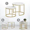 FORTENA Couchtisch Set 2tlg Rund, Marmor Look, mit goldenem Produktbild-Vorschau 8