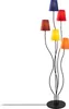 A multi-colored floor lamp with five shades on a white background. Produktbild-Vorschau