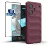 A phone case and screen protector are displayed against a white background. Produktbild-Vorschau