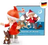 A toy figure and a book cover with cartoon characters and animals. Produktbild-Vorschau