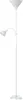 A white floor lamp with two lights, one adjustable and one at the top. Produktbild-Vorschau