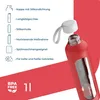Sklenená fľaša na pitie Wessper so silikónovým obalom – 1 l Náhľad obrázku produktu 2