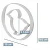 A cookie cutter in the shape of a chick within a circle, with dimensions indicated by measurement lines and text. Podgląd zdjęcia produktu
