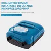 A blue and black high-pressure pump with a digital display and text overlays. Podgląd zdjęcia produktu