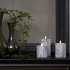 LED Stumpenkerze 'Flamme' - Marmoroptik - Echtwachs - natürlich aussehende Flamme - Timer - H:17,5cm Produktbild-Vorschau