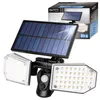 A solar-powered LED floodlight with a motion sensor is shown in front of its packaging. Náhľad obrázku produktu