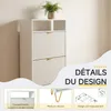 Meuble à Chaussures d'Entrée Blanc en Bois, 2 Portes Voir les images du produit 2