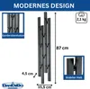 A product image showing a black metal coat rack with dimensions and feature callouts. Anteprima dell’immagine prodotto