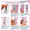 A collage of six images demonstrating how to use a 3D pen, with accompanying German text instructions. Produktbild-Vorschau