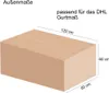 A diagram showing a cardboard box with dimensions labeled. Produktbild-Vorschau