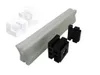 A white plastic strip and two black plastic components are arranged on a white background. Produktbild-Vorschau