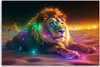 Leinwandbild AI Tier Löwe Abstraktion Neon 60x40 Feeby Bunt Produktbild-Vorschau 3