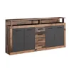A long, multi-door and multi-drawer sideboard with a rustic wood and dark gray finish, presented against a white background. Náhľad obrázku produktu