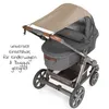 A close-up, angled view of a stroller with a sunshade attached. Produktbild-Vorschau