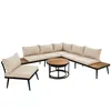 A sectional outdoor sofa set with a coffee table, arranged on a white background. Produktbild-Vorschau