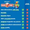 A graphic displaying features of Geomag Magicube with checkmarks and crosses indicating benefits compared to other brands. Produktbild-Vorschau