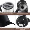 A collage of four close-up images showcasing different features of an electric milk frother. Produktbild-Vorschau