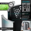 Close-up marketing image showing a kettle with text overlays highlighting its features. Produktbild-Vorschau