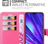 A pink wallet-style phone case with card slots and a phone inside. Náhled obrázku produktu