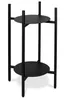 A black metal plant stand with two circular shelves. Podgląd zdjęcia produktu