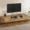 Mobile TV Merax ovale con ante in rattan e ante scorrevoli, Anteprima dell’immagine prodotto 7