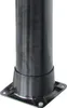 A close-up view of the base of a black cylindrical object, likely a shower column, attached to a square metal plate with screw holes. Produktbild-Vorschau