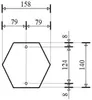 A technical drawing of a hexagonal product with dimensions and measurement lines. Náhled obrázku produktu