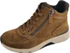 A single brown women's boot with a leopard print accent is shown against a white background. Voir les images du produit