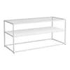 A white metal frame coffee table with a glass top and a white shelf. Náhled obrázku produktu