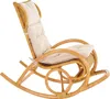 A rattan rocking chair with a beige cushion, shown against a white background. Produktbild-Vorschau