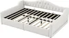 A white upholstered daybed with a slatted mattress support system is shown from a slightly elevated diagonal angle. Náhled obrázku produktu