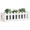 Hochbeet Lattenzaun-Design Weiß 100x30x30 cm Massivholz Produktbild-Vorschau 3