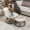 FATIVO Tavolino rotondo Set di 2 tavolini in marmo, set di Anteprima dell’immagine prodotto 4
