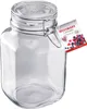 A clear glass jar with a flip-top lid and a label attached to the metal clasp. Produktbild-Vorschau