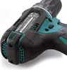 Close-up of a Makita cordless drill, showing the model number and manufacturing details. Produktbild-Vorschau