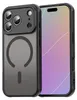 A black phone case with a magnetic ring is shown next to a smartphone. Produktbild-Vorschau