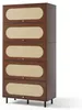 Commode haute aspect noyer avec rotin, 5 abattants, 80 x Voir les images du produit 9