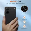 A hand holding a black smartphone case, with marketing text and icons highlighting its features. Anteprima dell’immagine prodotto