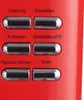 A close-up view of the control panel of a red microwave oven. Podgląd zdjęcia produktu