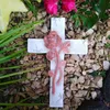 Kreuz mit 3D Rosen Rost Design Grabengel Gedenkstein Produktbild-Vorschau 2