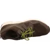 A single brown shoe with yellow laces, isolated on a white background. Produktbild-Vorschau